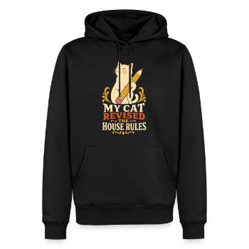 Katze – My Cat Revised the House Rules - Männer Premium Bio Hoodie - Schwarz - Vorne - Nico (187cm)