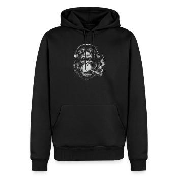 Kopfhörer-Orang-Utan Rauch-Zigarren-Tee - Männer Premium Bio Hoodie - Schwarz - Vorne - Nico (187cm)