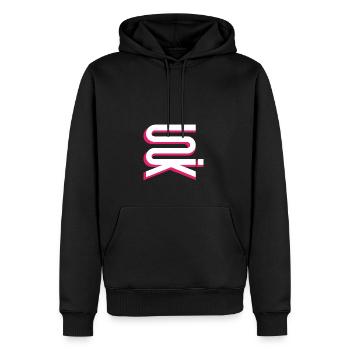 UNIK high vertical whitepink - Men’s Premium Organic Hoodie - black - Front - Nico (187cm)