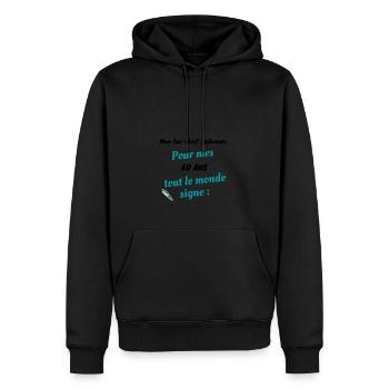 Pour mes 60 ans tout le monde signe - Sweat à capuche Premium bio Homme - noir - Devant - Nico (187cm)