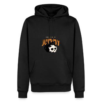 Schwarze Halloween Katze mit Skelett Kopf - Männer Premium Bio Hoodie - Schwarz - Vorne - Nico (187cm)