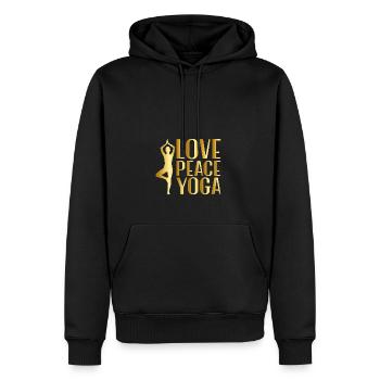 Yoga Pose Love Peace Yoga - Men’s Premium Organic Hoodie - black - Front - Nico (187cm)