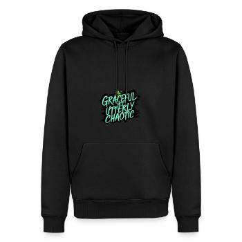 Anmutig, aber völlig chaotisch - Männer Premium Bio Hoodie - Schwarz - Vorne - Nico (187cm)