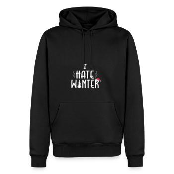 Je déteste l’hiver, je déteste la neige et le froid - Sweat à capuche Premium bio Homme - noir - Devant - Nico (187cm)