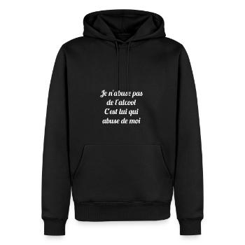 Je n'abuse pas de l'alcool C'est lui qui abuse - Sweat à capuche Premium bio Homme - noir - Devant - Nico (187cm)