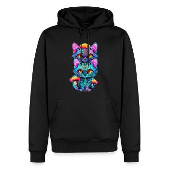 Sacred Geometry Cat EDM Festival Trippy - Men’s Premium Organic Hoodie - black - Front - Nico (187cm)