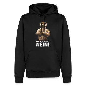 Erdmännchen Mangusten Mungo Bevor du fragst Nein - Männer Premium Bio Hoodie - Schwarz - Vorne - Nico (187cm)