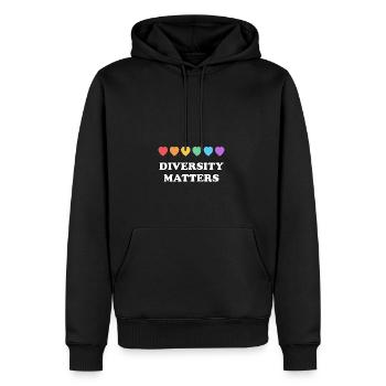 Vielfalt ist wichtig Regenbogenherzen - Männer Premium Bio Hoodie - Schwarz - Vorne - Nico (187cm)