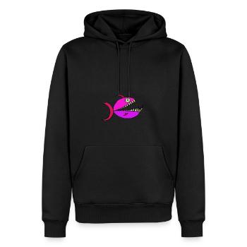 Deep Sea Fish Red DeHai - Männer Premium Bio Hoodie - Schwarz - Vorne - Nico (187cm)
