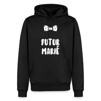 Futur marié - Sweat à capuche Premium bio Homme - noir - Devant - Nico (187cm)