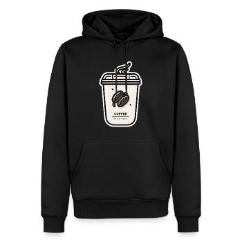 Kaffee Becher - Männer Premium Bio Hoodie - Schwarz - Vorne - Nico (187cm)