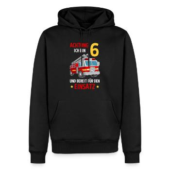 Feuerwehrmann Feuerwehr 6. Geburtstag - Männer Premium Bio Hoodie - Schwarz - Vorne - Nico (187cm)
