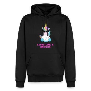 Einhorn - Männer Premium Bio Hoodie - Schwarz - Vorne - Nico (187cm)