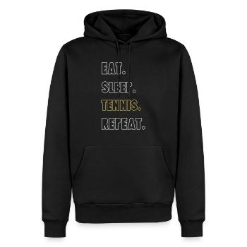 Eat. Sleep. Tennis. Repeat - Männer Premium Bio Hoodie - Schwarz - Vorne - Nico (187cm)