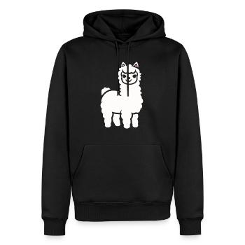 Humour mignon petit lama - Sweat à capuche Premium bio Homme - noir - Devant - Nico (187cm)