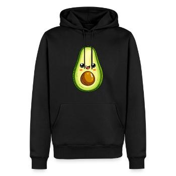 Avocat sucré avec visage - Sweat à capuche Premium bio Homme - noir - Devant - Nico (187cm)