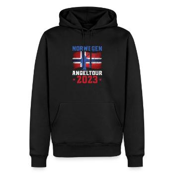 Norwegen Angeltour 2023 Angeltrip - Männer Premium Bio Hoodie - Schwarz - Vorne - Nico (187cm)