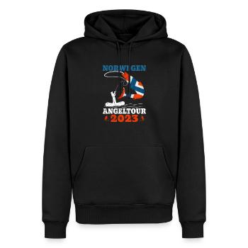 Norwegen Angeltour 2023 Angeln in Norwegen - Männer Premium Bio Hoodie - Schwarz - Vorne - Nico (187cm)