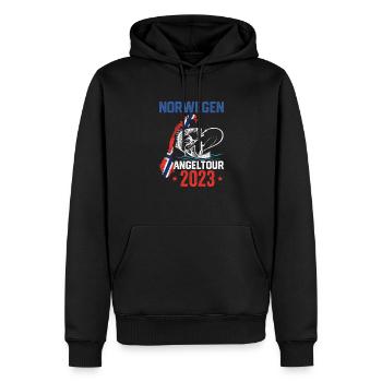Norwegen Angeltour 2023 Angeln in Norwegen - Männer Premium Bio Hoodie - Schwarz - Vorne - Nico (187cm)