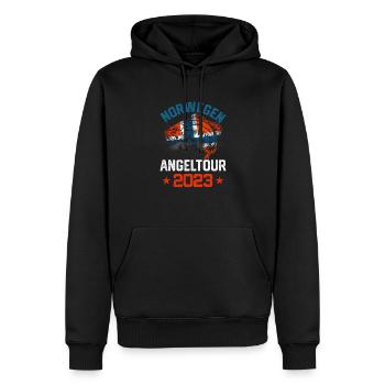 Norwegen Angeltour 2023 Angeln in Norwegen - Männer Premium Bio Hoodie - Schwarz - Vorne - Nico (187cm)
