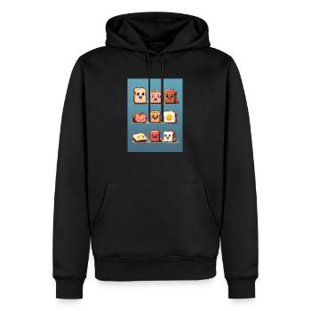 Pixelart, Frühstück - Männer Premium Bio Hoodie - Schwarz - Vorne - Nico (187cm)