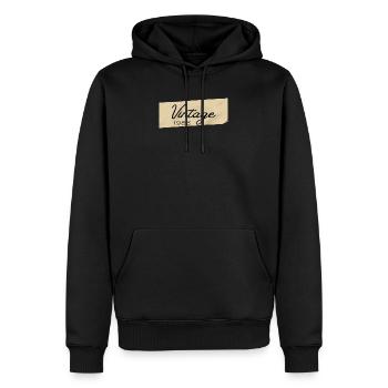 Vintage-Schrift von 1986 auf Holz - Männer Premium Bio Hoodie - Schwarz - Vorne - Nico (187cm)