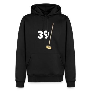 39 Balais Anniversaire 39 ans Humour - Sweat à capuche Premium bio Homme - noir - Devant - Nico (187cm)
