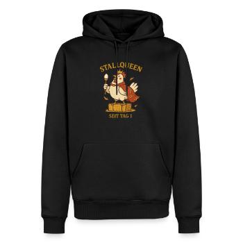 Stallqueen seit Tag 1 - Männer Premium Bio Hoodie - Schwarz - Vorne - Nico (187cm)