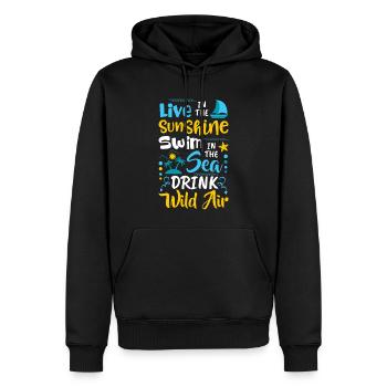 Vivre au soleil Nager dans la mer Air sauvage - Sweat à capuche Premium bio Homme - noir - Devant - Nico (187cm)