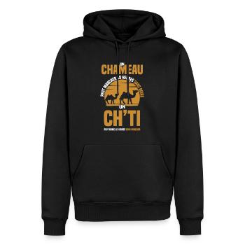 Chti ch'ti humour apéro alcool ville - Sweat à capuche Premium bio Homme - noir - Devant - Nico (187cm)