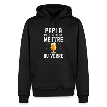 Papi Au Verre Humour Apéro Jardin - Sweat à capuche Premium bio Homme - noir - Devant - Nico (187cm)
