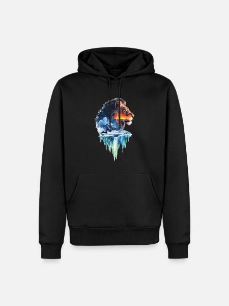 Löwe - Männer Premium Bio Hoodie - Schwarz