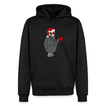Sloth Woman Bureau Chapeau de Noël Père Noël - Sweat à capuche Premium bio Homme - noir - Devant - Nico (187cm)