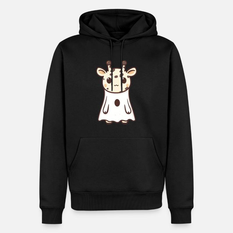 Giraffe Halloween Comic Ghost - Men’s Premium Organic Hoodie - black