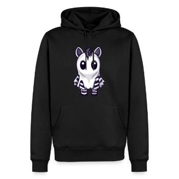 Zèbre Halloween bande dessinée fantôme - Sweat à capuche Premium bio Homme - noir - Devant - Nico (187cm)