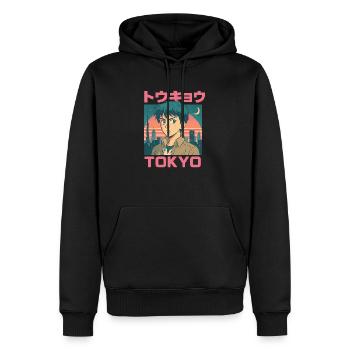 Tokyo Boy – Manga-Stil - Männer Premium Bio Hoodie - Schwarz - Vorne - Nico (187cm)