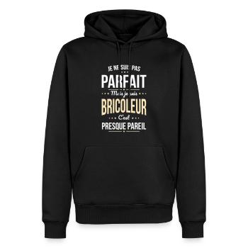 Je ne suis pas parfait mais je suis bricoleur - Sweat à capuche Premium bio Homme - noir - Devant - Nico (187cm)