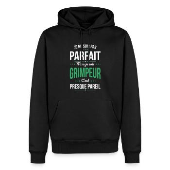 Je ne suis pas parfait mais je suis grimpeur - Sweat à capuche Premium bio Homme - noir - Devant - Nico (187cm)