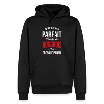Je ne suis pas parfait mais je suis Hongrois - Sweat à capuche Premium bio Homme - noir - Devant - Nico (187cm)