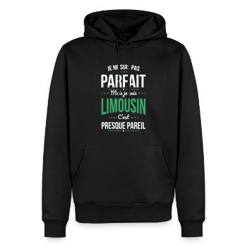 Je ne suis pas parfait mais je suis Limousin - Sweat à capuche Premium bio Homme - noir - Devant - Nico (187cm)