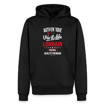 Authentique et véritable Lorrain - Original - Sweat à capuche Premium bio Homme - noir - Devant - Nico (187cm)