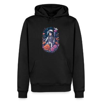 Fille en combinaison spatiale avec illustration de fleurs - Sweat à capuche Premium bio Homme - noir - Devant - Nico (187cm)