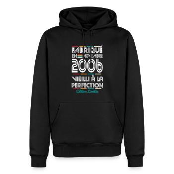 18. Geburtstag – Hergestellt im November 2006 - Männer Premium Bio Hoodie - Schwarz - Vorne - Nico (187cm)