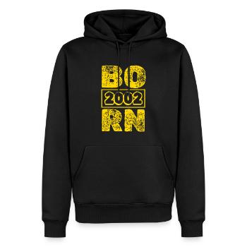 Jahr 2002 - Männer Premium Bio Hoodie - Schwarz - Vorne - Nico (187cm)