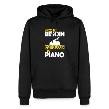 Ce dont j'ai besoin c'est de jouer du Piano - Sweat à capuche Premium bio Homme - noir - Devant - Nico (187cm)
