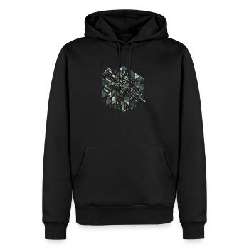 Abstraktes Rüstungsmosaik - Männer Premium Bio Hoodie - Schwarz - Vorne - Nico (187cm)