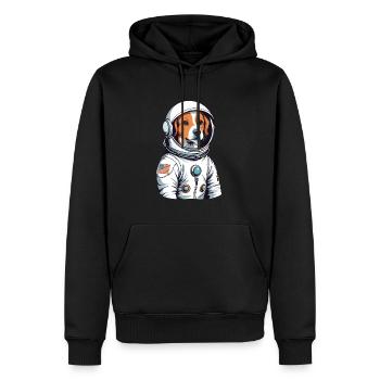 Cute dog as an astronaut in comic style - Men’s Premium Organic Hoodie - black - Front - Nico (187cm)