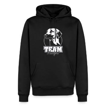 ÉQUIPE SLOUGHI Chiens Lévriers Wilsigns - Sweat à capuche Premium bio Homme - noir - Devant - Nico (187cm)