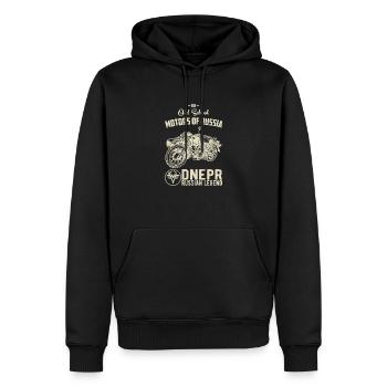 Dnepr Russian Legend Old School Sidecar Motorcycle - Men’s Premium Organic Hoodie - black - Front - Nico (187cm)