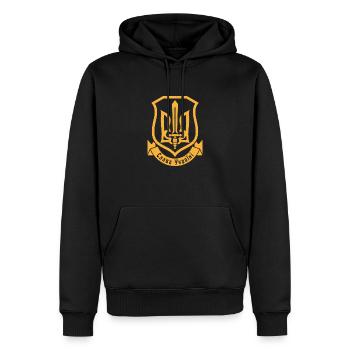 Ukraine Wappen Ukrainisch Kiew Trysub Flagge - Männer Premium Bio Hoodie - Schwarz - Vorne - Nico (187cm)